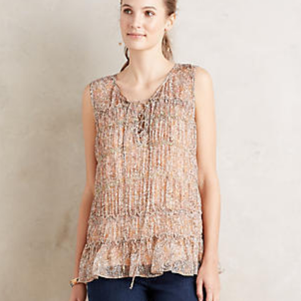 ANTHROPOLOGIE Calla Lace-Up Tank Top 10 M/L NWT